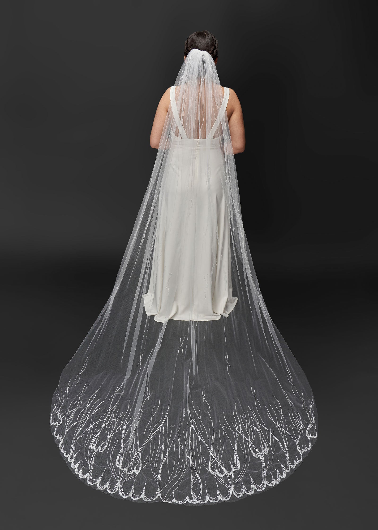 Hand-beaded store Ivory Cathedral Length Veil