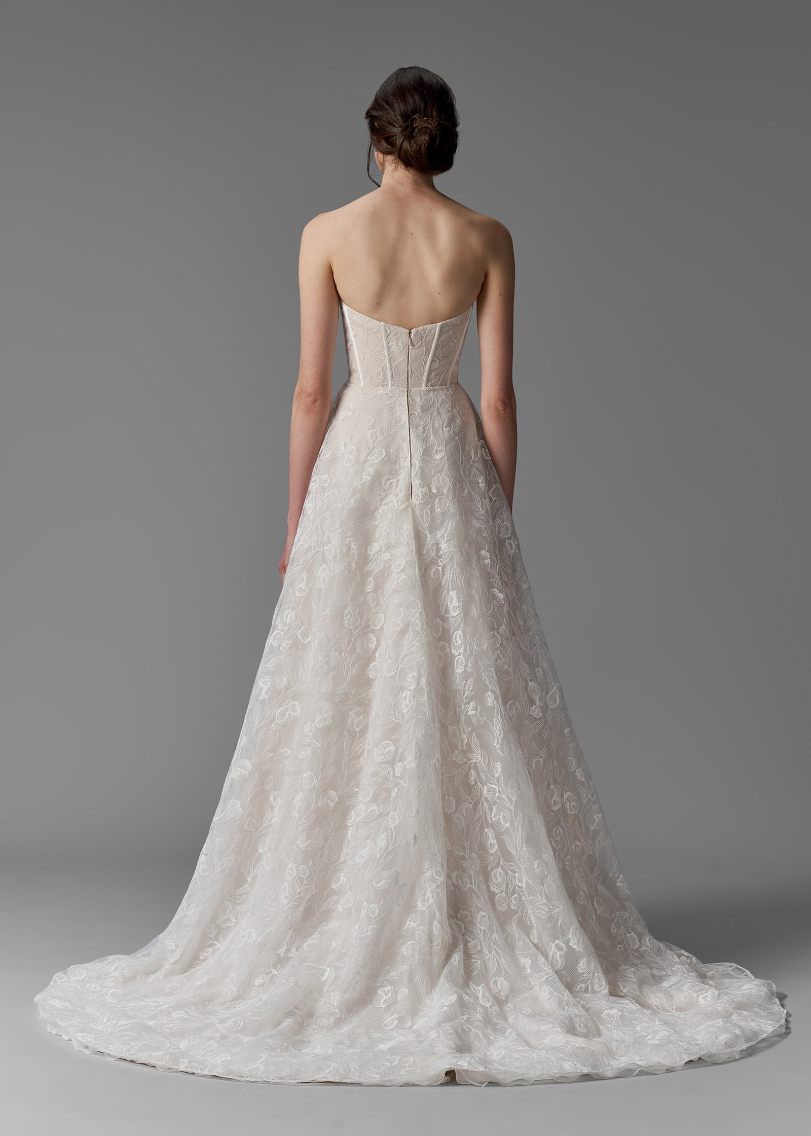 A-line Lace Wedding Dress with Strapless Sweetheart - Back