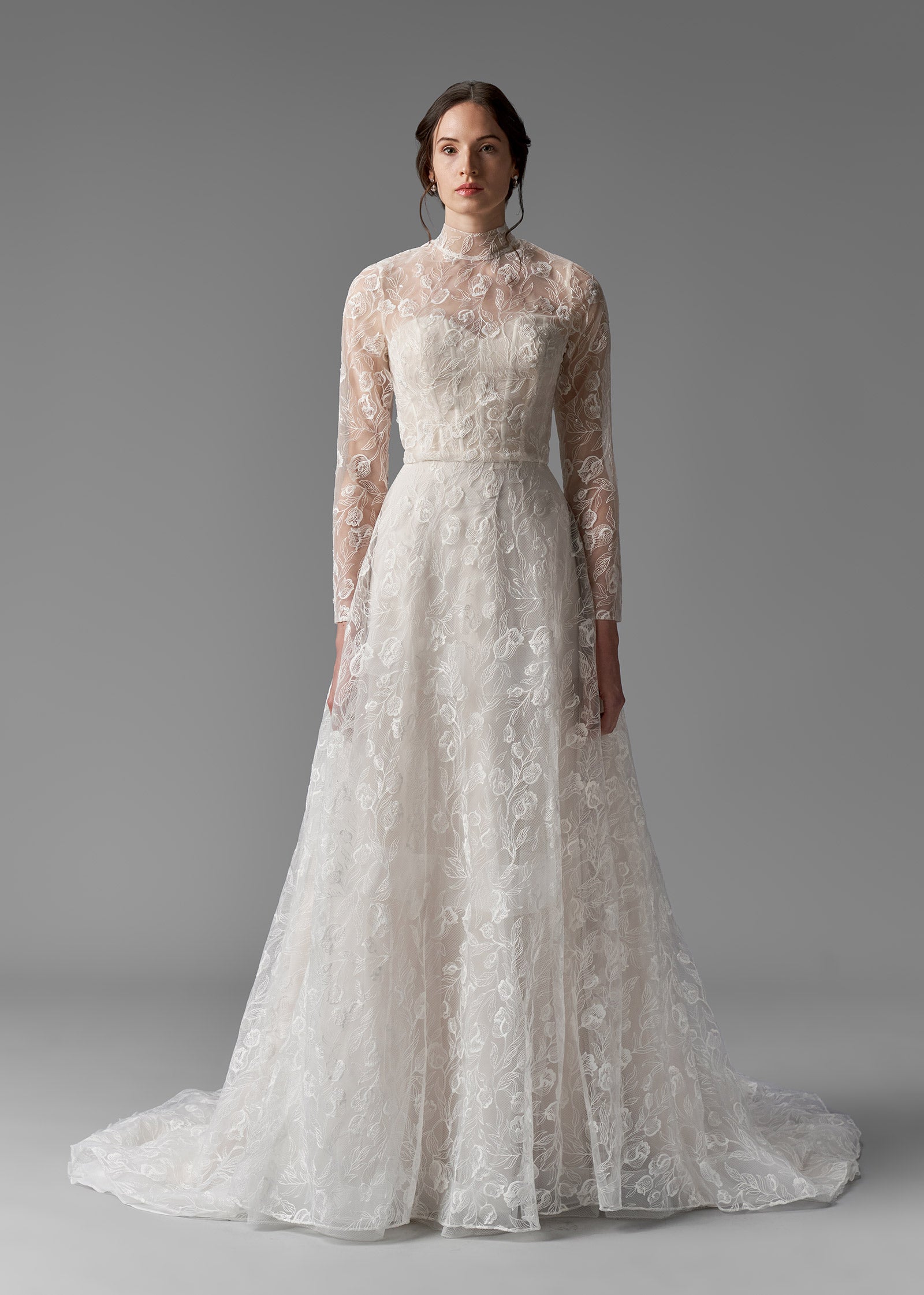 A-line Lace Gown with Sweetheart Corset and Overlay Jacket | Lotus Threads Bridal