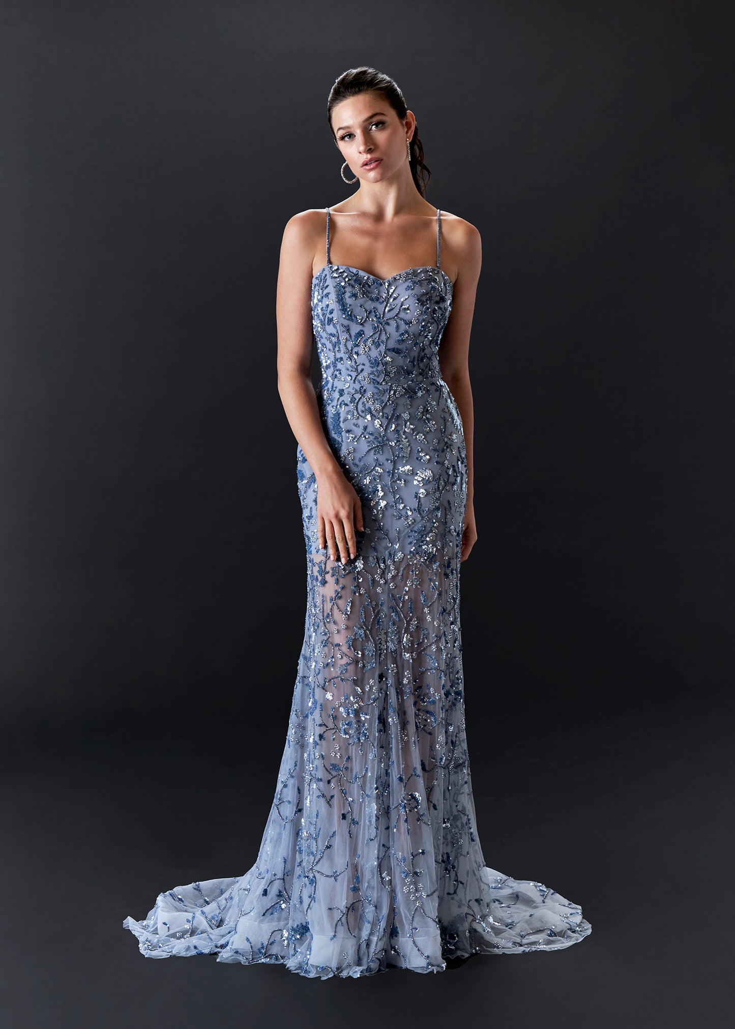 Floral Fit & Flare Gown with sweetheart Neckline | Evening Gown | Lotus Threads