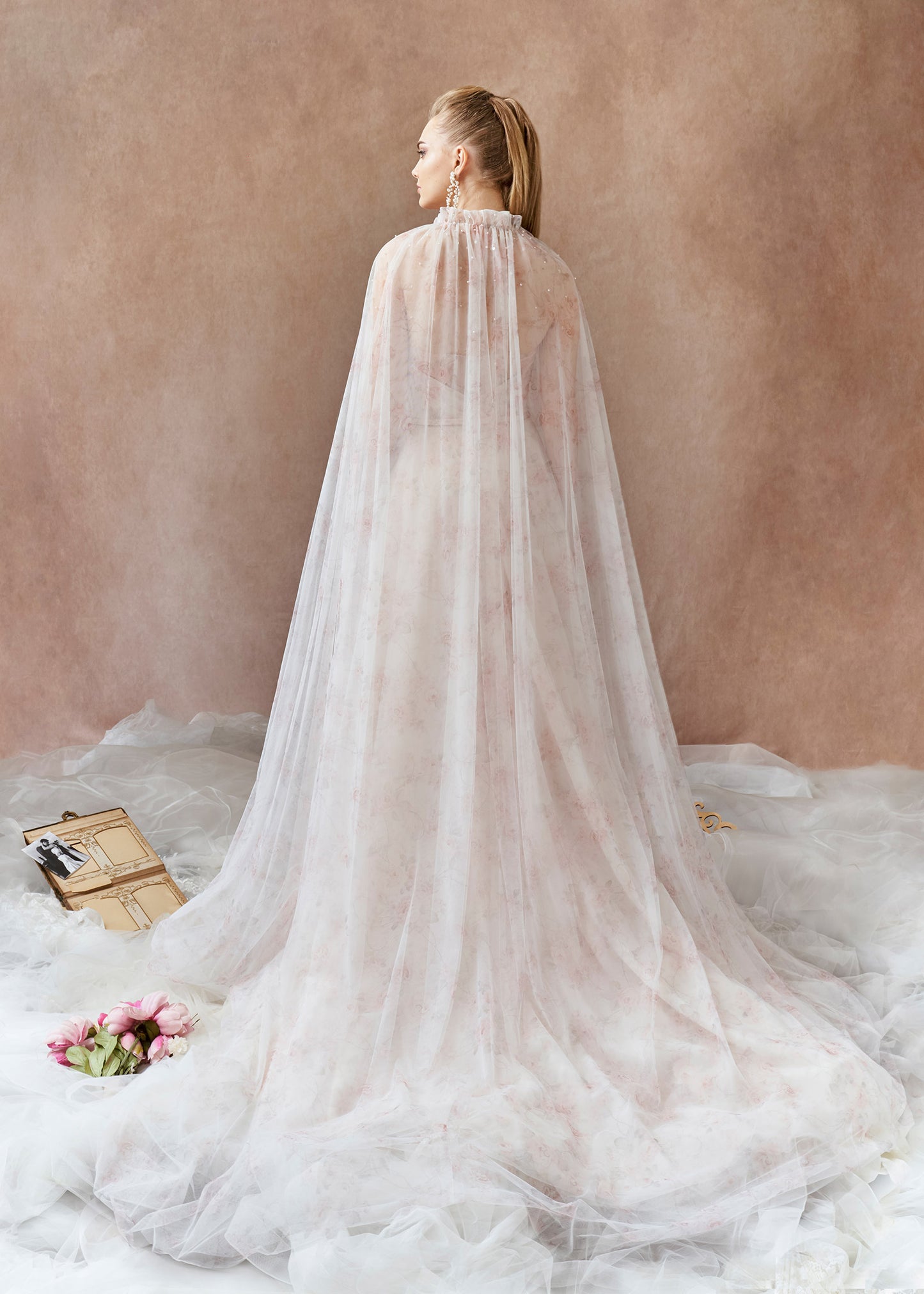 Printed Florals Cape - Back | Lotus Threads Bridal