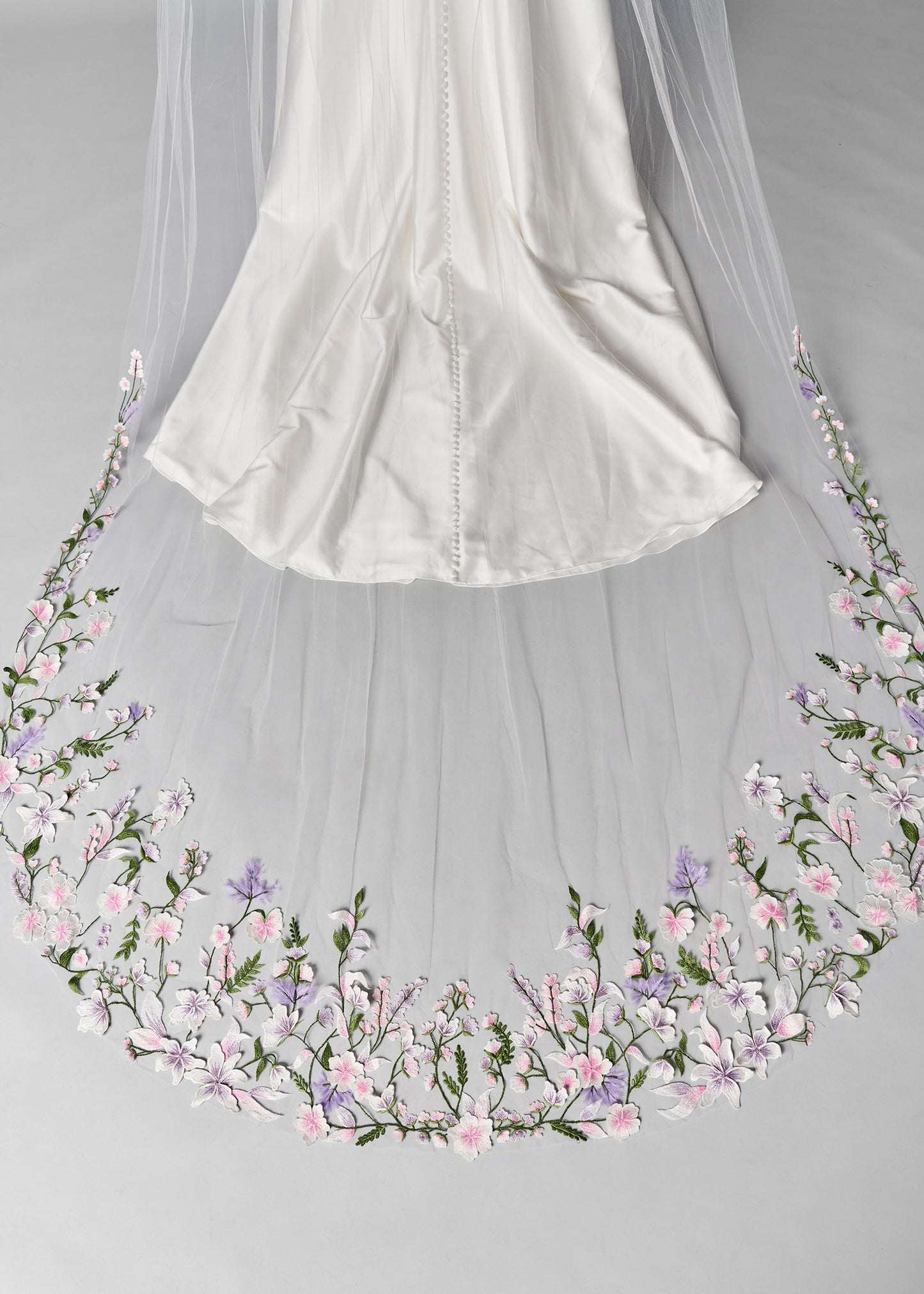 Wedding Veil with Floral Accents - Details | Lotus Threads Bridal