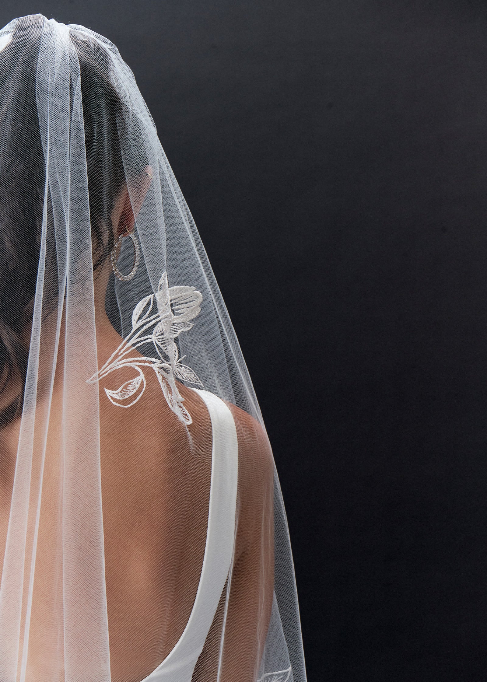 Cathedral Wedding Veil with Embroidered Floral Lining | Lotus Threads Bridal